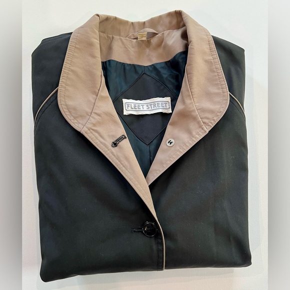 Fleet Street Vintage 1980’s Trench Coat Black Tan Size 16 Women’s - Picture 12 of 12